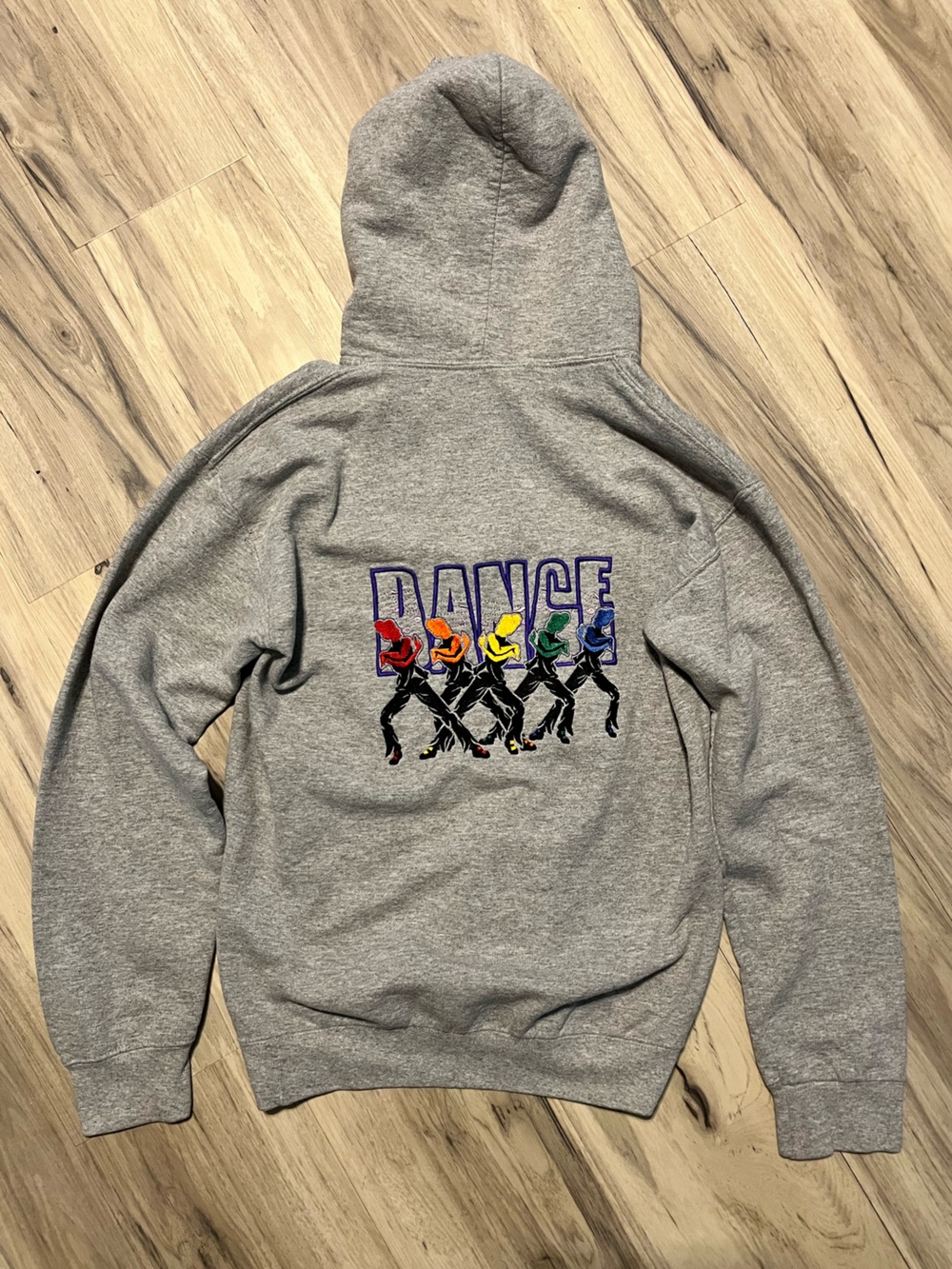 Vintage Dance Grey Embroidered Hoodie Sweatshirt